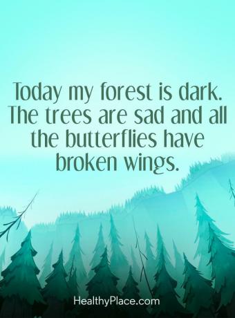 Цитат на депресия - Днес моята гора е тъмна. Дърветата са тъжни и всички пеперуди имат счупени крила.